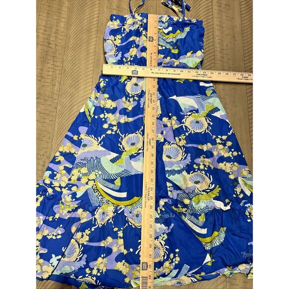 Vintage Pomare Hawaii Dress Ruffle Floral Size Medium Blue Retro Summer Tropical - Picture 6 of 6